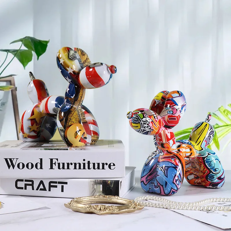 Resin Art Decoration Items - Resina Graffiti Balão Dog Figurines, Animais